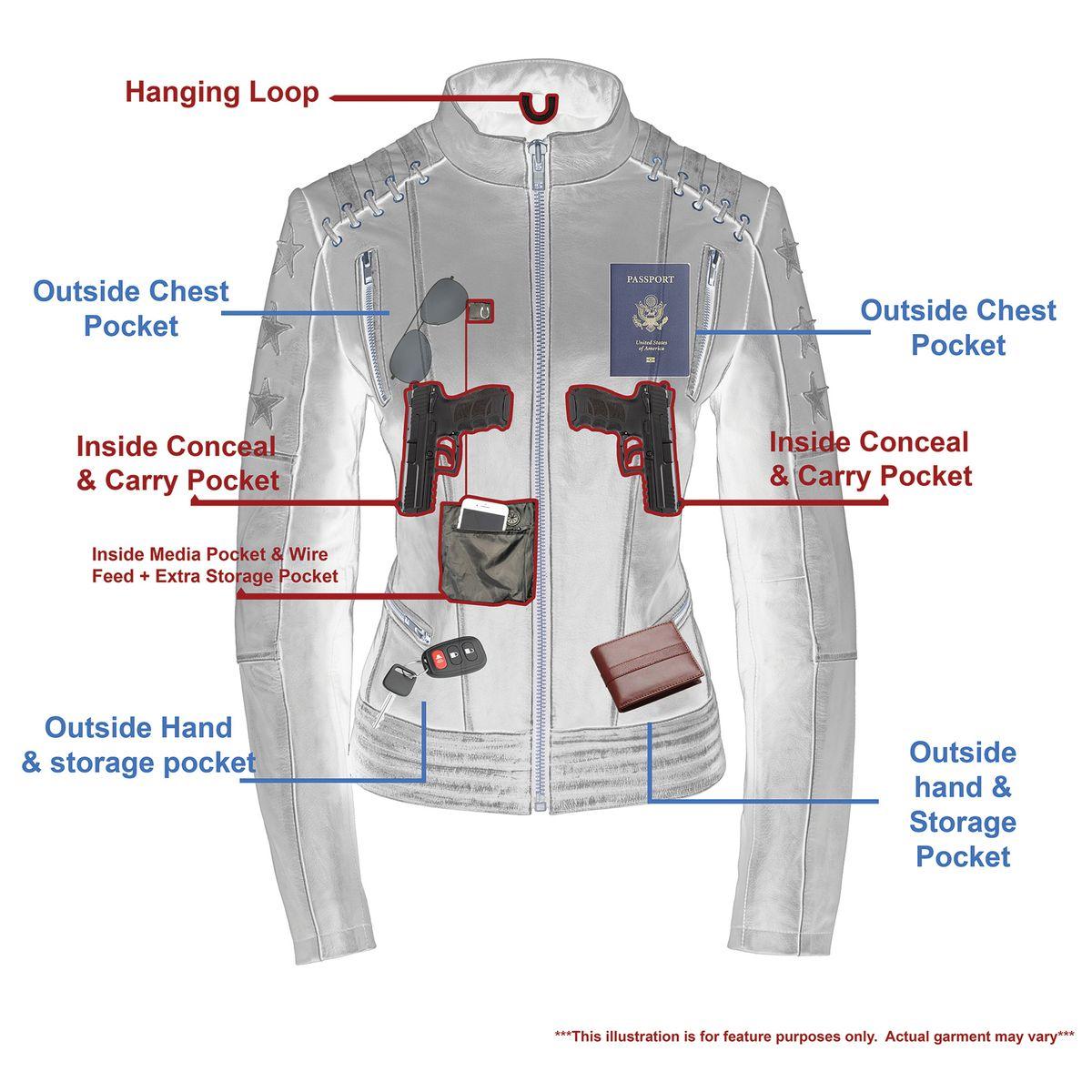 MLL2526 Women's 'Elegant' Distressed Gray Detail Laced Leather Jacket