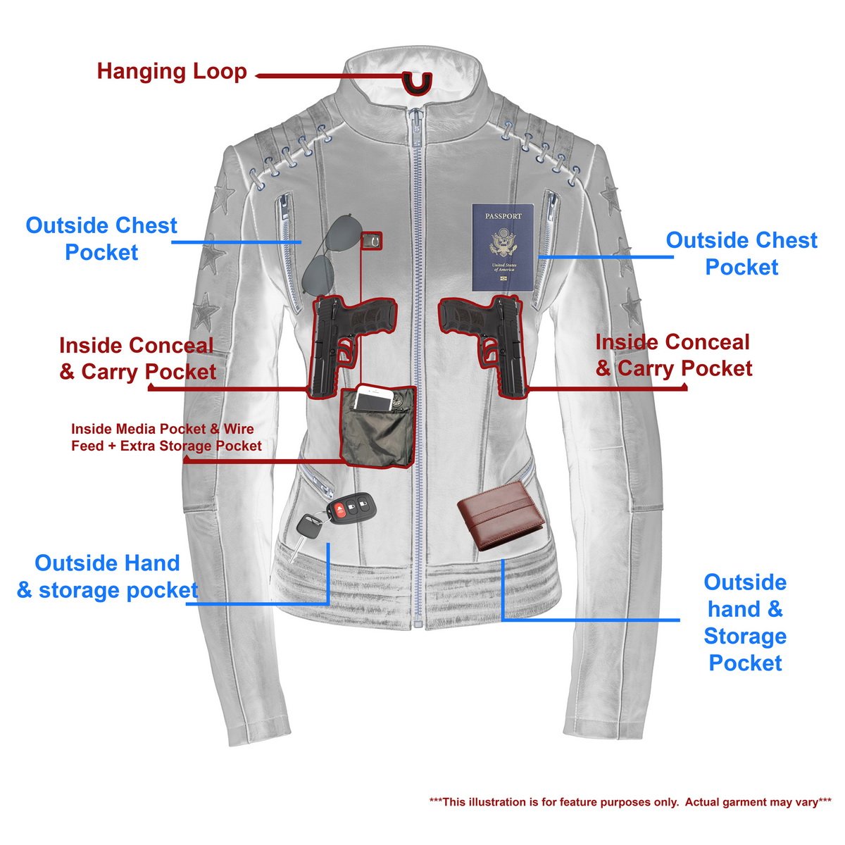 MLL2526 Women's 'Elegant' Distressed Gray Detail Laced Leather Jacket