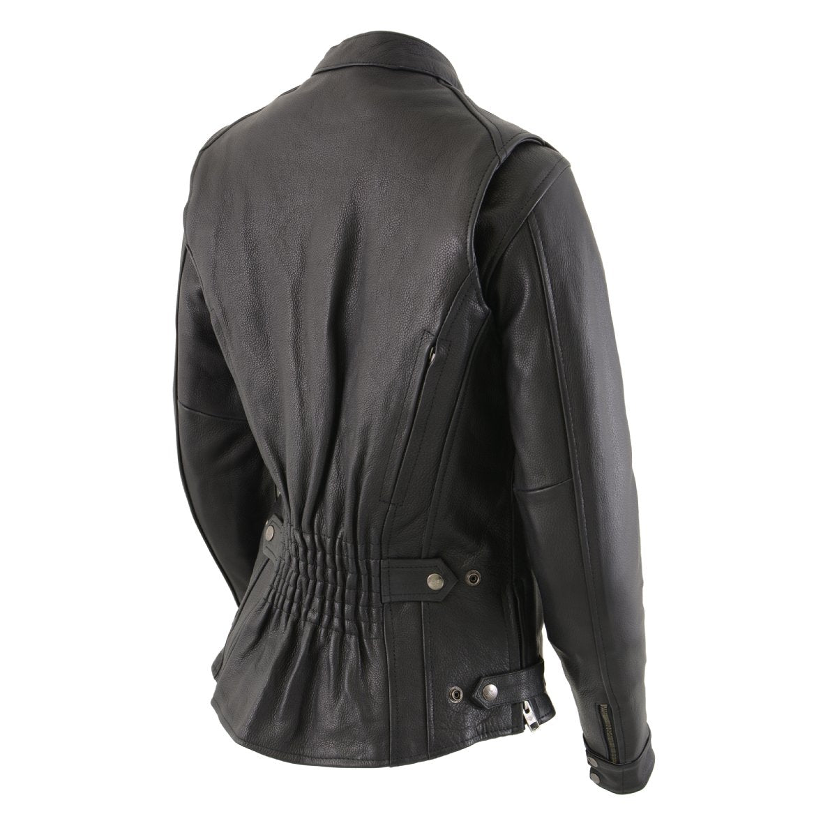 MLL2530 Women's Vented Black Leather Scooter Jacket