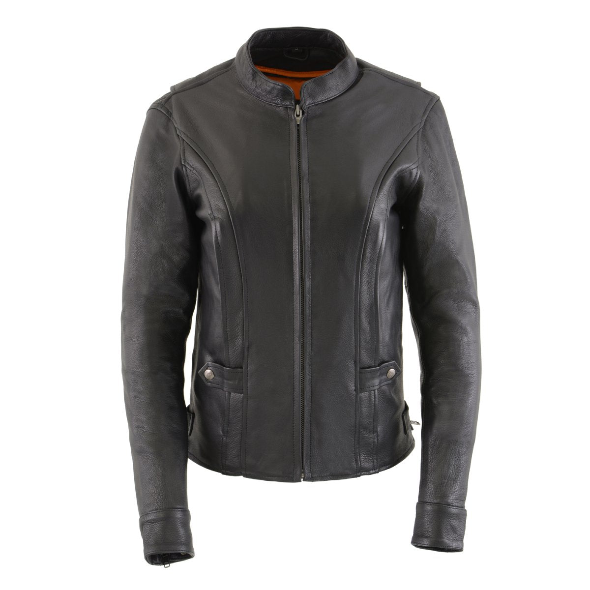 MLL2530 Women's Vented Black Leather Scooter Jacket