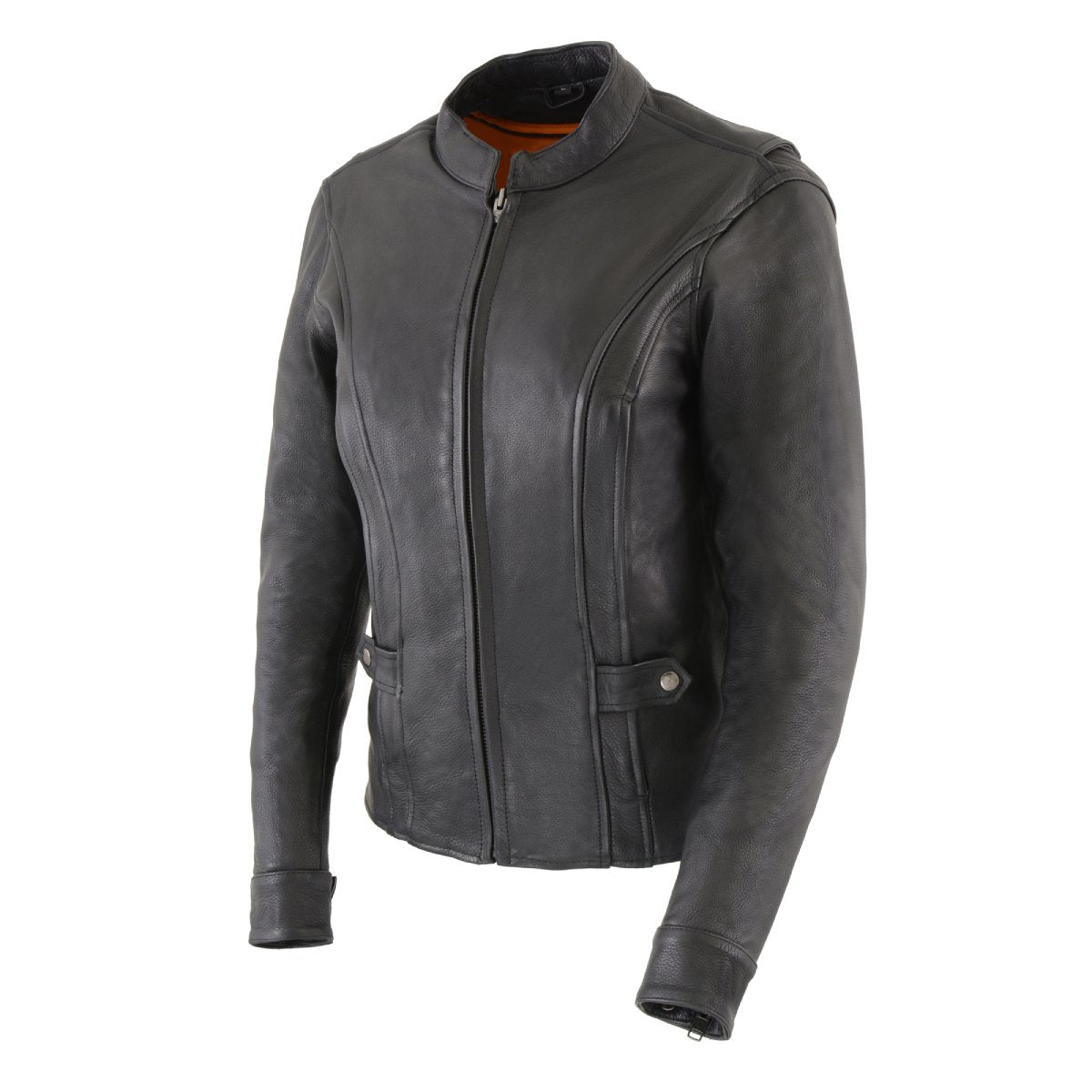 MLL2530 Women's Vented Black Leather Scooter Jacket