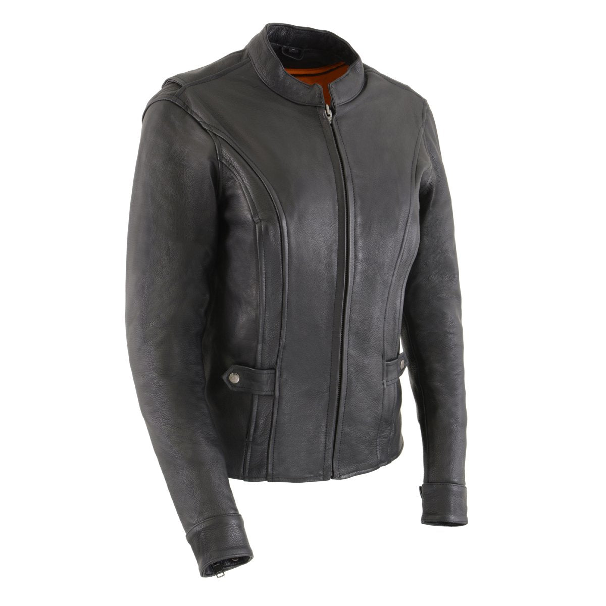 MLL2530 Women's Vented Black Leather Scooter Jacket