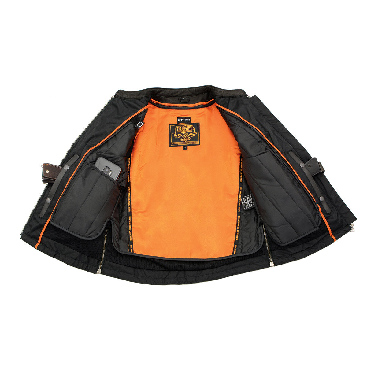 MLL2535 Women's Black Leather Lightweight Scuba Racer Jacket