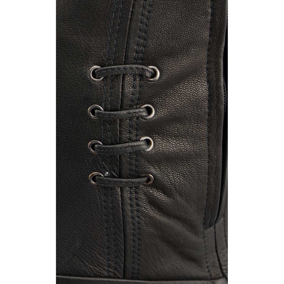 MLL2535 Women's Black Leather Lightweight Scuba Racer Jacket