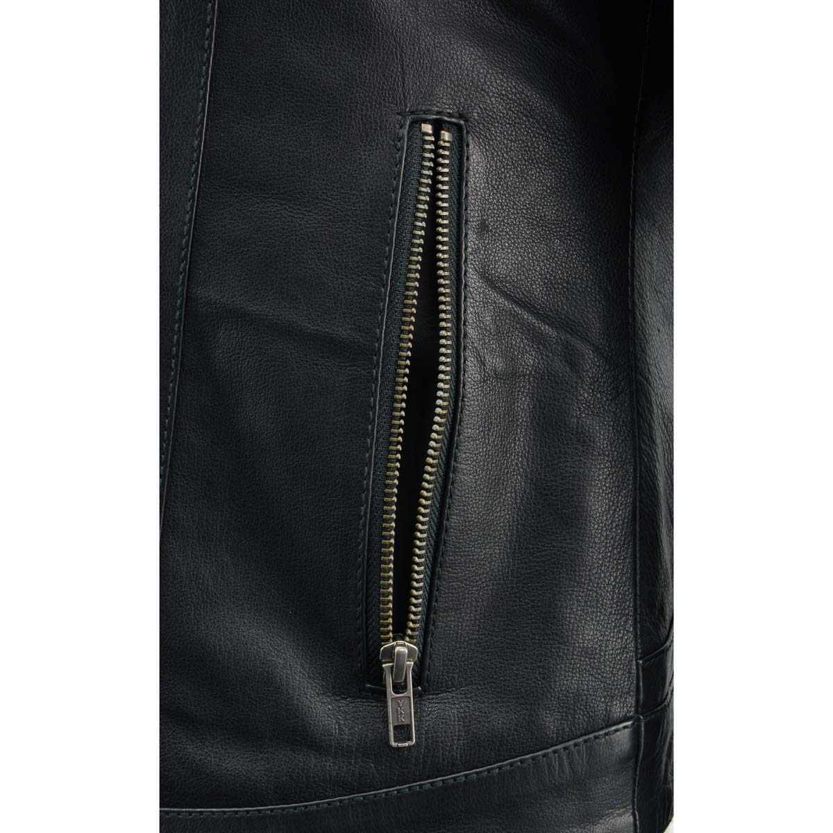 MLL2545 Women's Lightweight Black Leather Jacket with Removable Hoodie