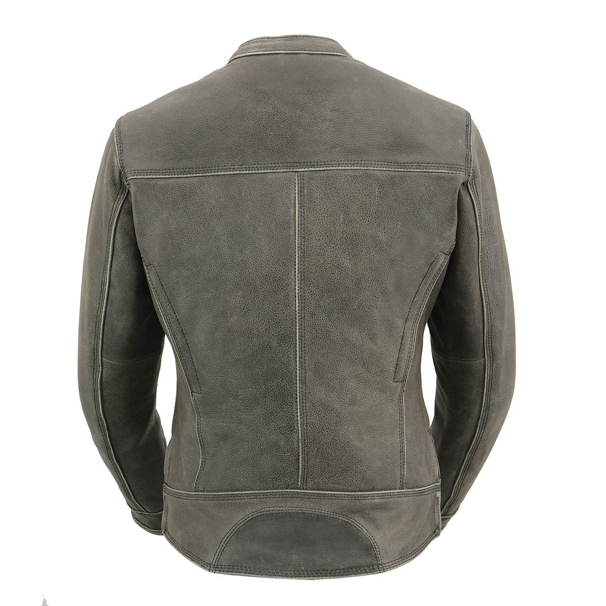 MLL2550 Women's Scooter Distressed Grey Leather Motorcycle Riding Vented Jacket