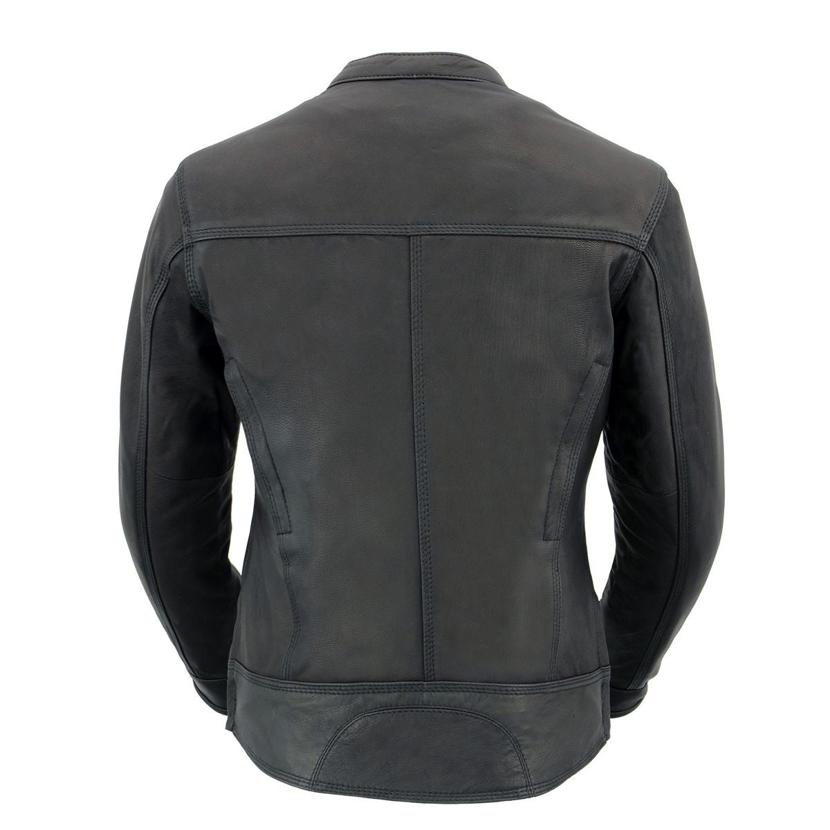 MLL2551 Women's Scooter Black Leather Vented Lightweight Triple Stitch Motorcycle Jacket