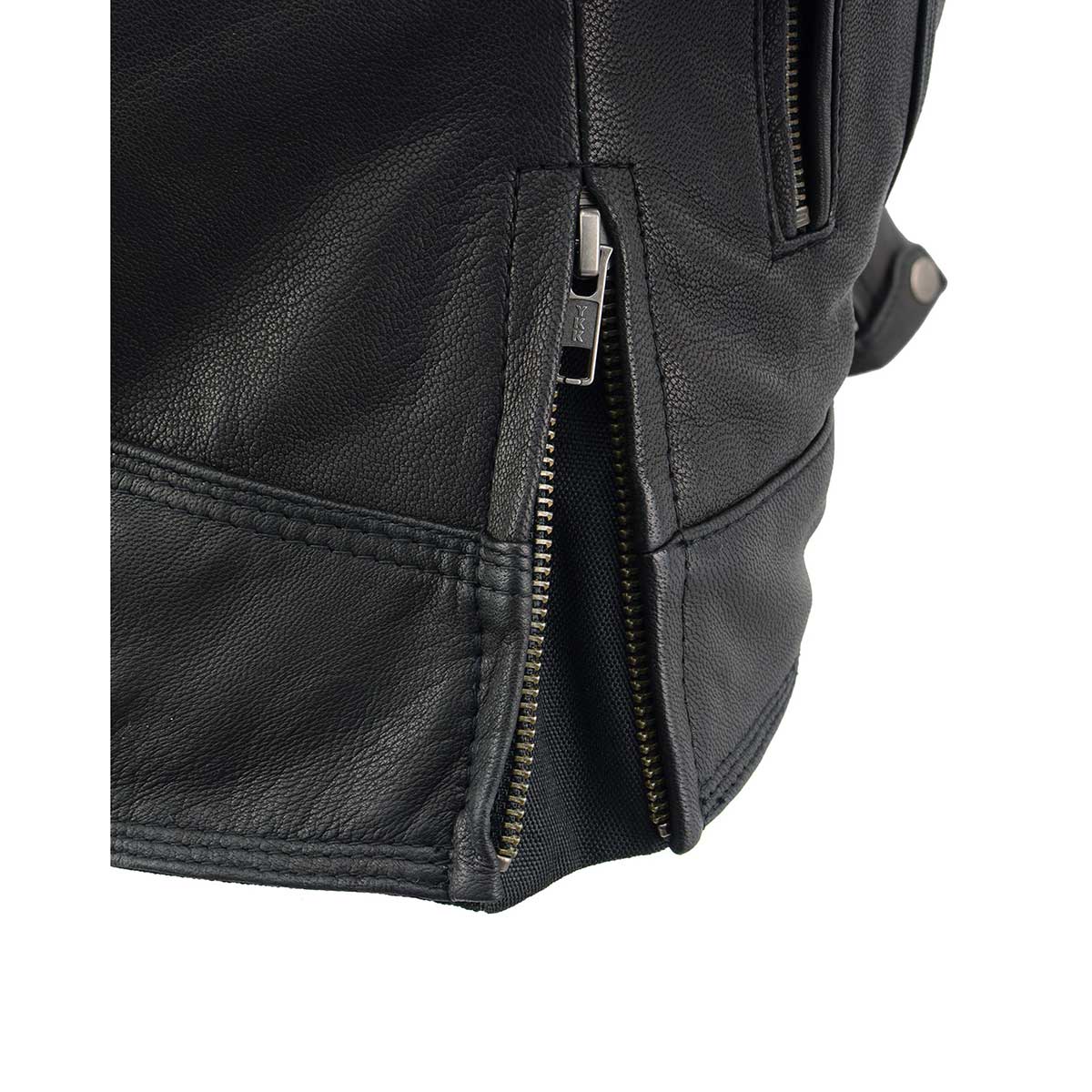 MLL2551 Women's Scooter Black Leather Vented Lightweight Triple Stitch Motorcycle Jacket