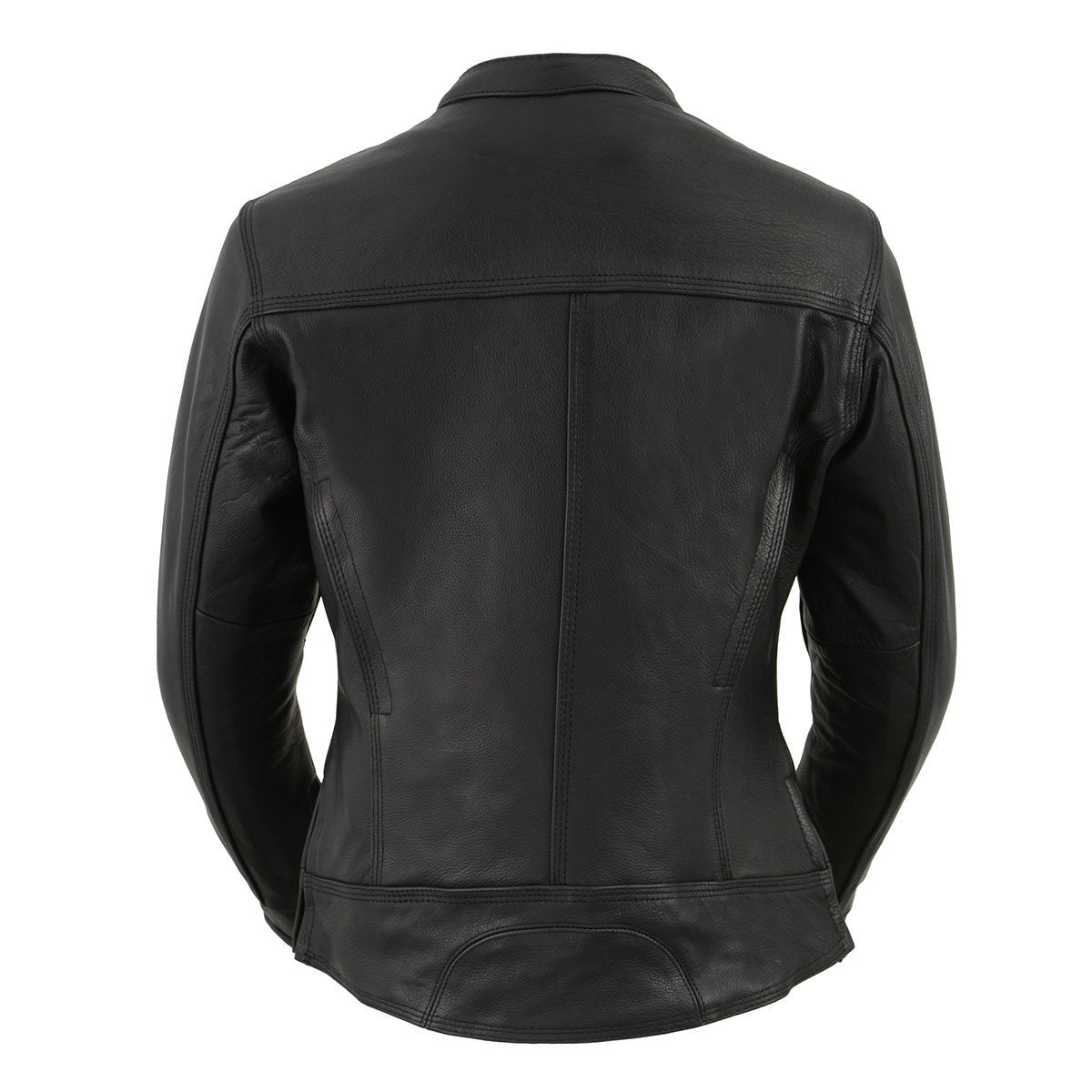 MLL2552 Women's Premium Black Leather Motorcycle Rider Jacket w/ Cool-Tec Leather Treatement