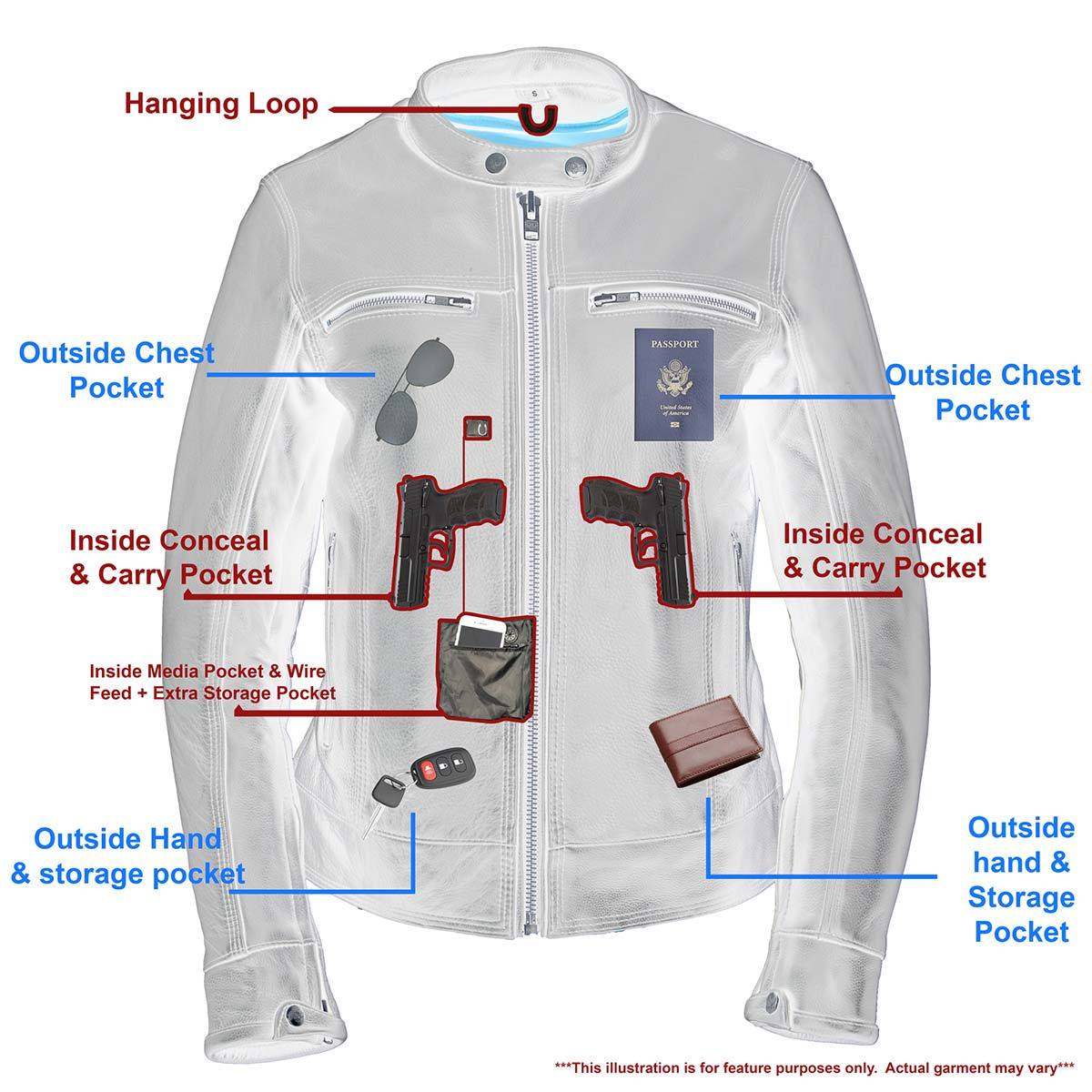 MLL2551 Women's Scooter Black Leather Vented Lightweight Triple Stitch Motorcycle Jacket