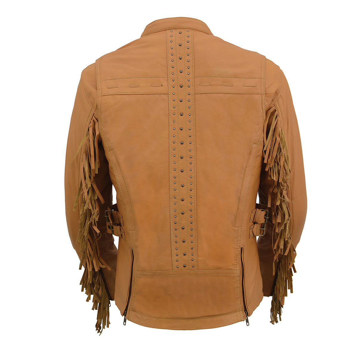 MLL2566 Ladies ‘Fringed Racer’ Lightweight Saddle Leather Jacket