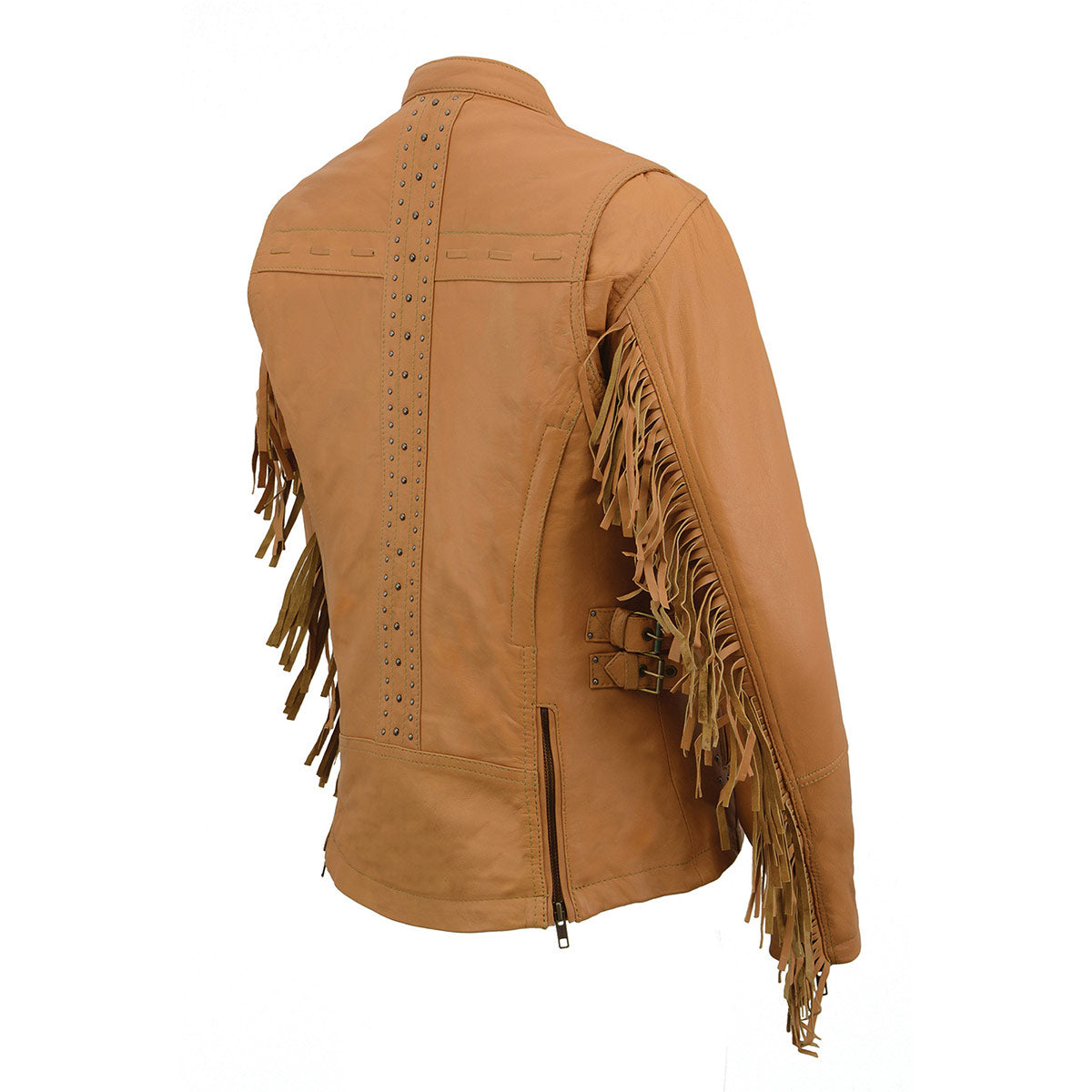 MLL2566 Ladies ‘Fringed Racer’ Lightweight Saddle Leather Jacket