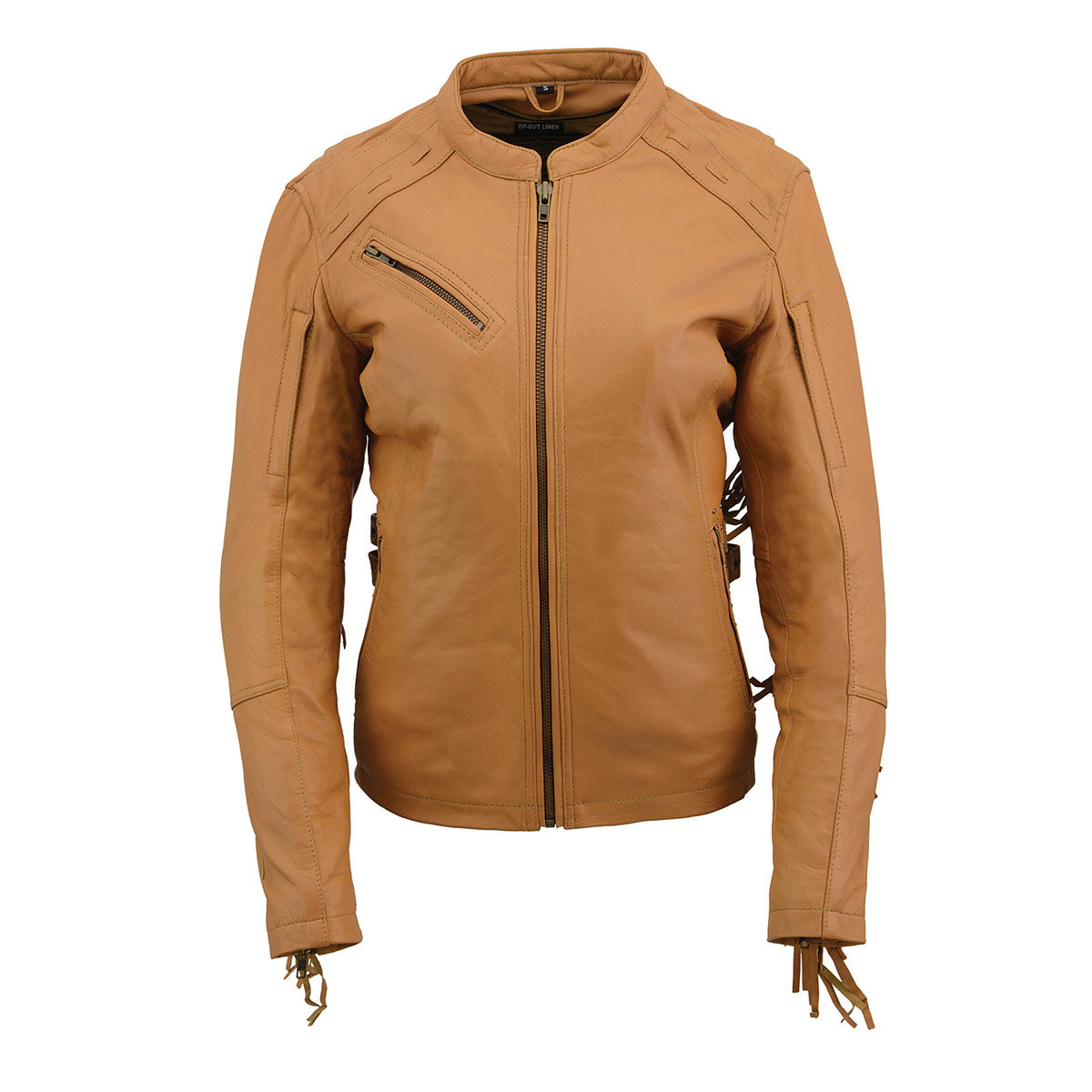 MLL2566 Ladies ‘Fringed Racer’ Lightweight Saddle Leather Jacket