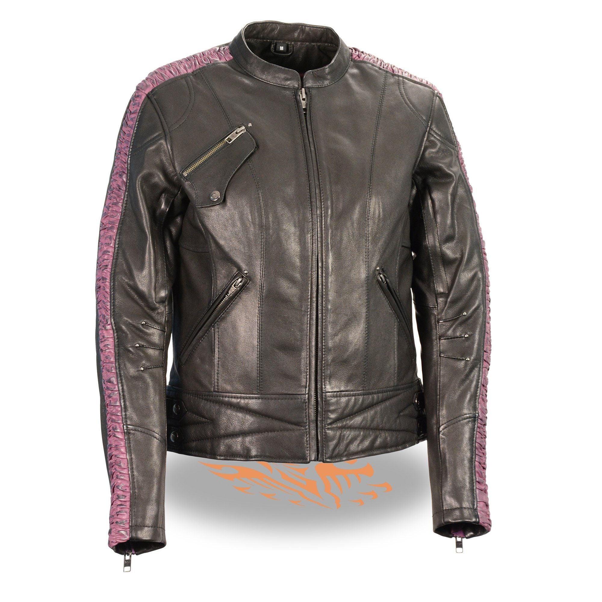MLL2571 Ladies Black and Purple 'Crinkled Arm' Lightweight Racer Jacket