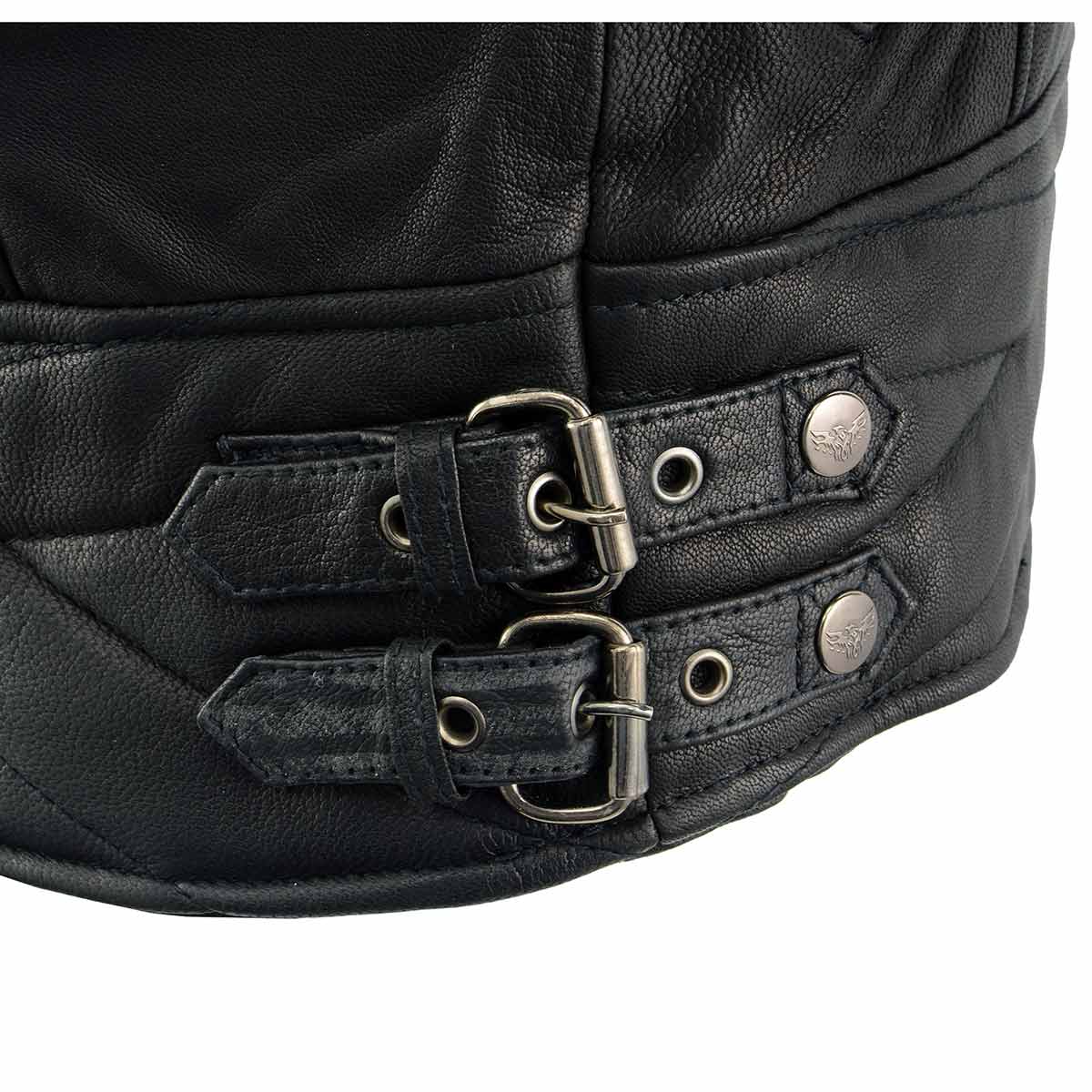 MLL2571 Womens Black and Pink 'Crinkled Arm' Lightweight Racer Jacket