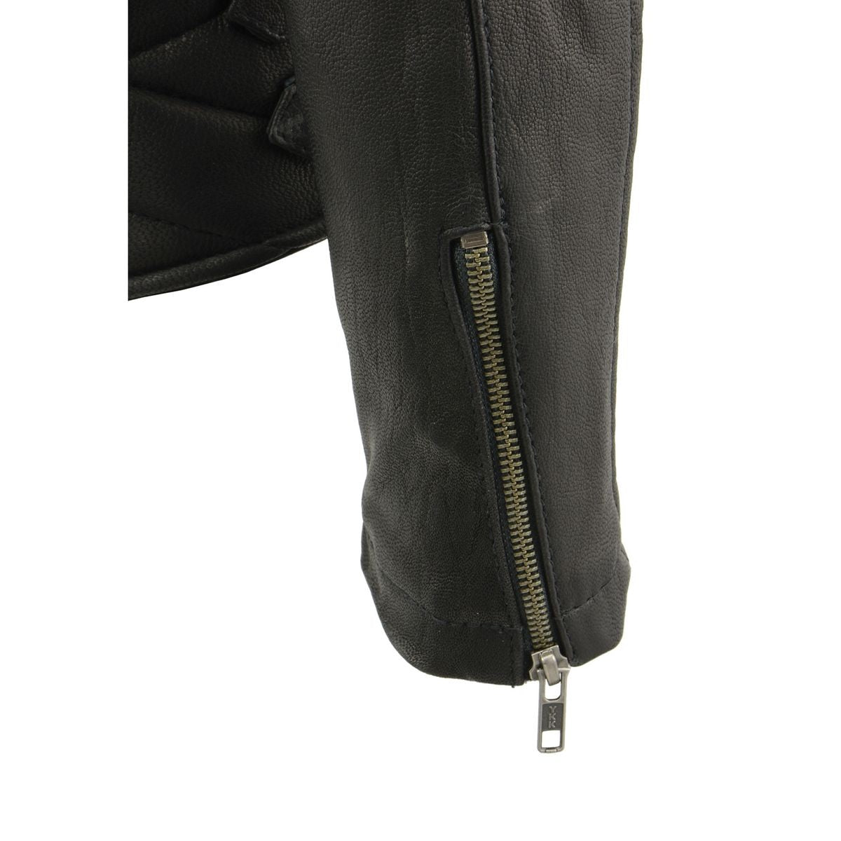 MLL2571 Women's Black 'Crinkled Arm' Lightweight Racer Jacket