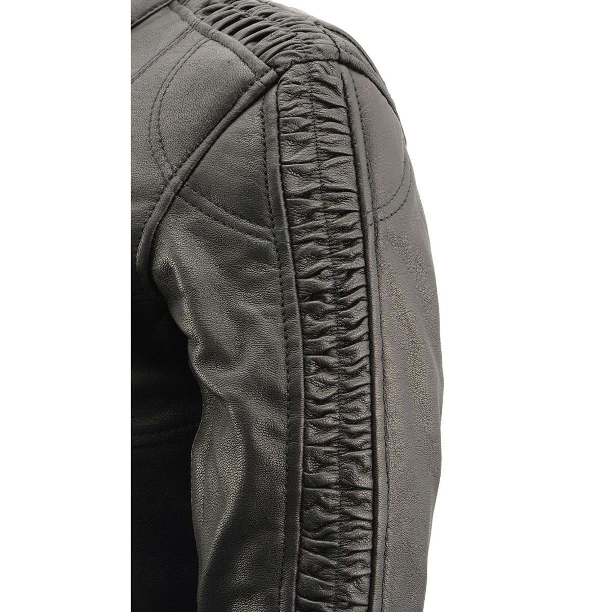 MLL2571 Women's Black 'Crinkled Arm' Lightweight Racer Jacket