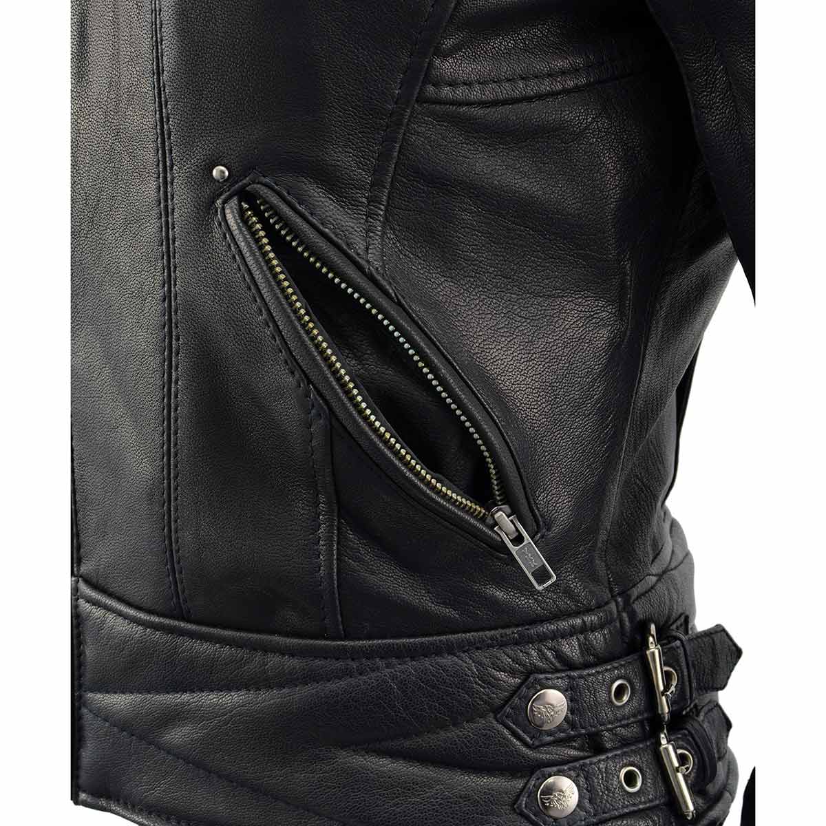 MLL2571 Ladies Black and Purple 'Crinkled Arm' Lightweight Racer Jacket