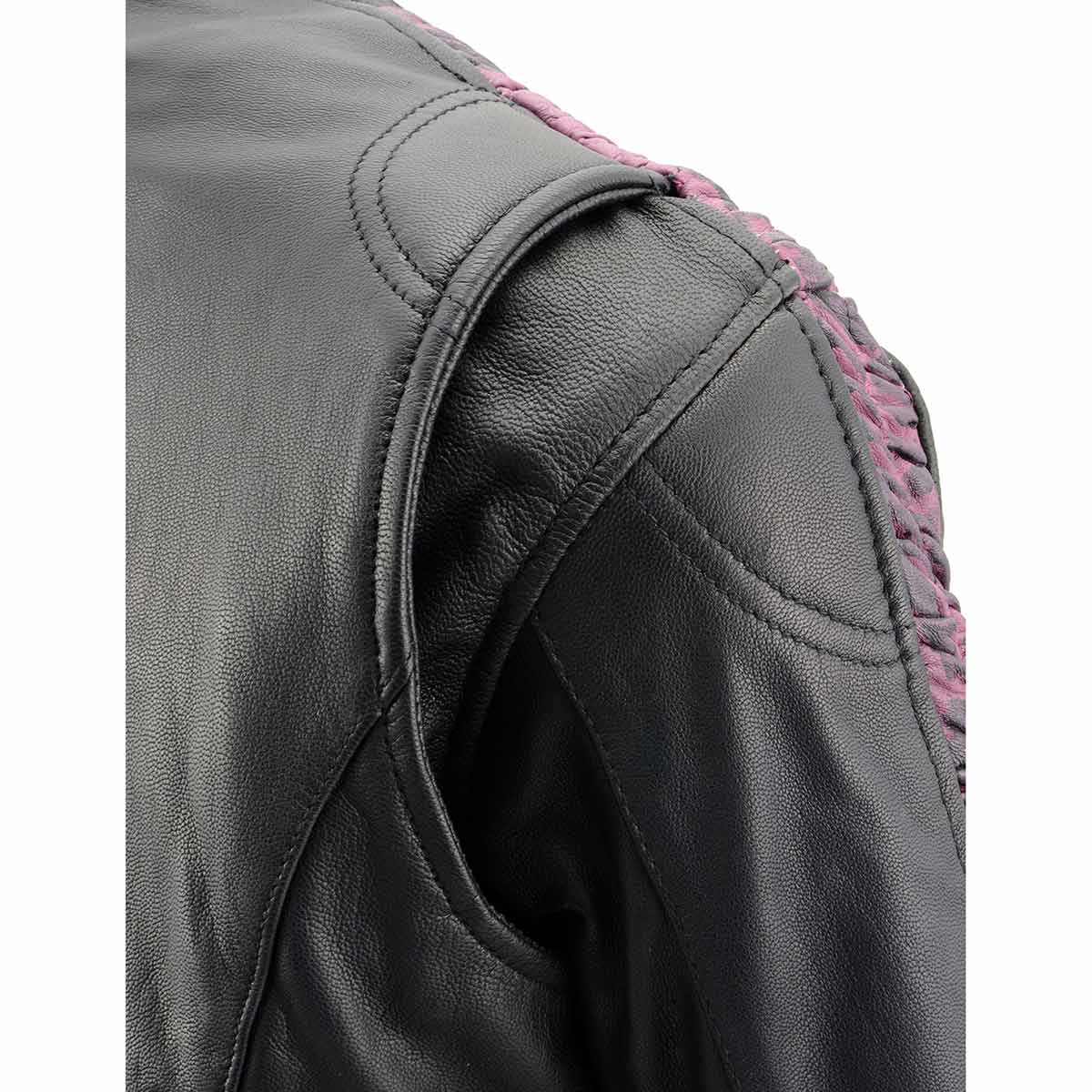 MLL2571 Ladies Black and Purple 'Crinkled Arm' Lightweight Racer Jacket