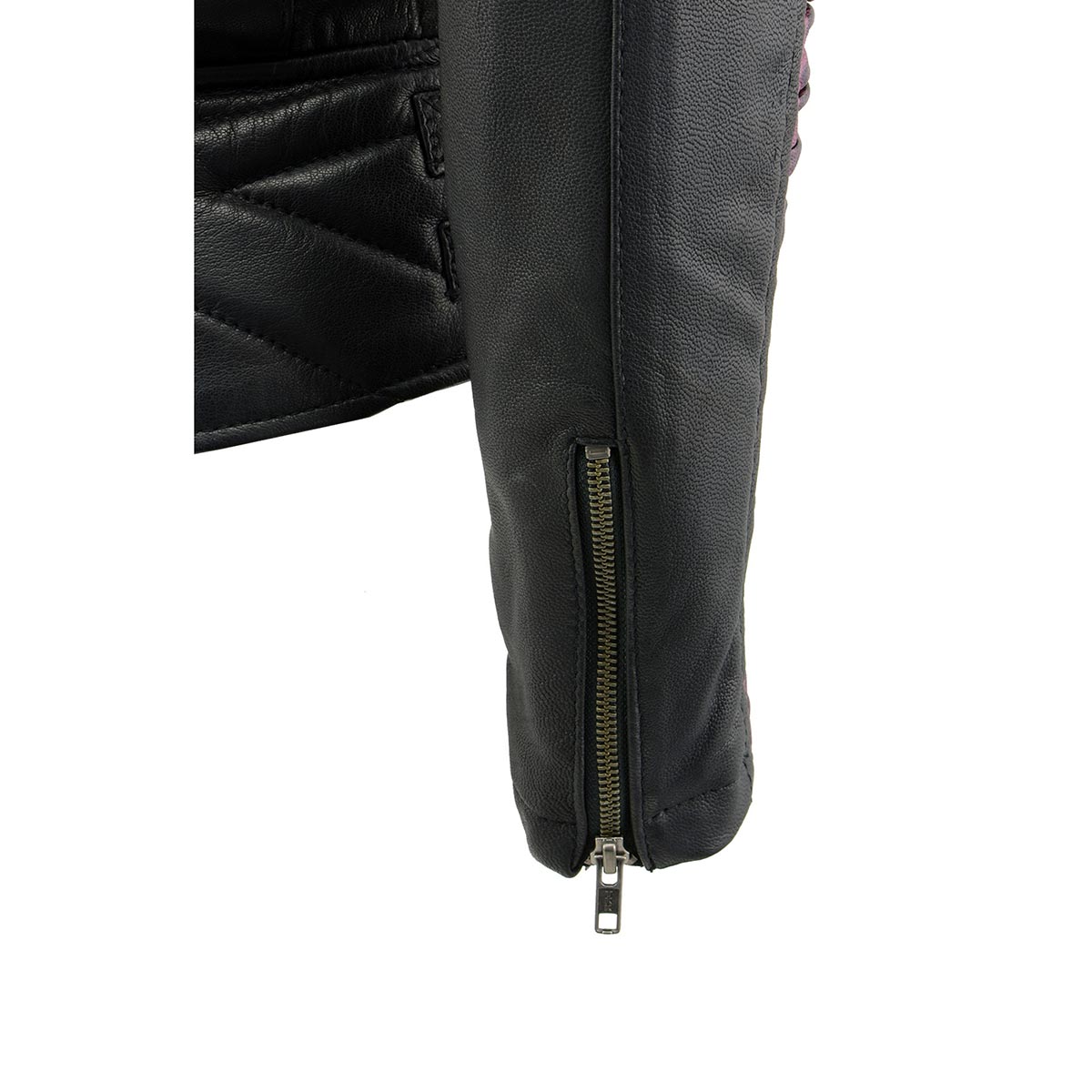 MLL2571 Ladies Black and Purple 'Crinkled Arm' Lightweight Racer Jacket