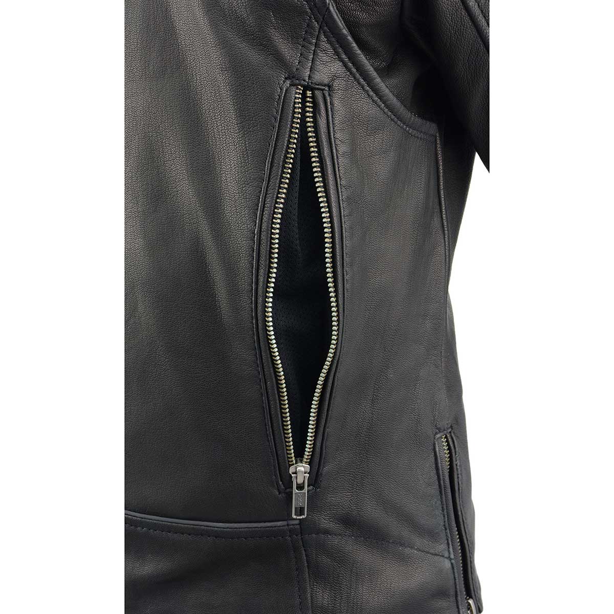 MLL2581 Women's Black 'Classic' Leather Lightweight Long Length Vented Jacket