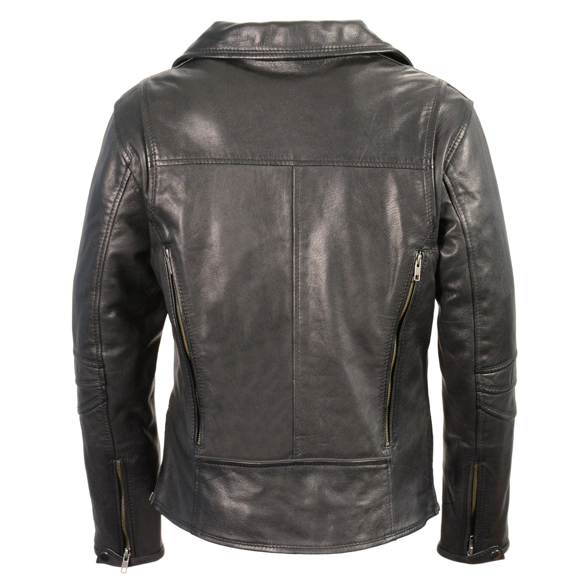 MLL2581 Women's Black 'Classic' Leather Lightweight Long Length Vented Jacket