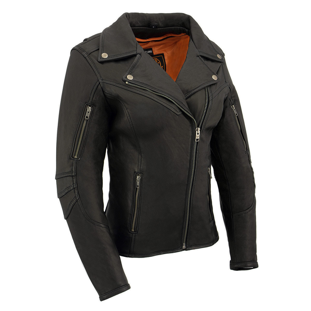 MLL2581 Women's Black 'Classic' Leather Lightweight Long Length Vented Jacket