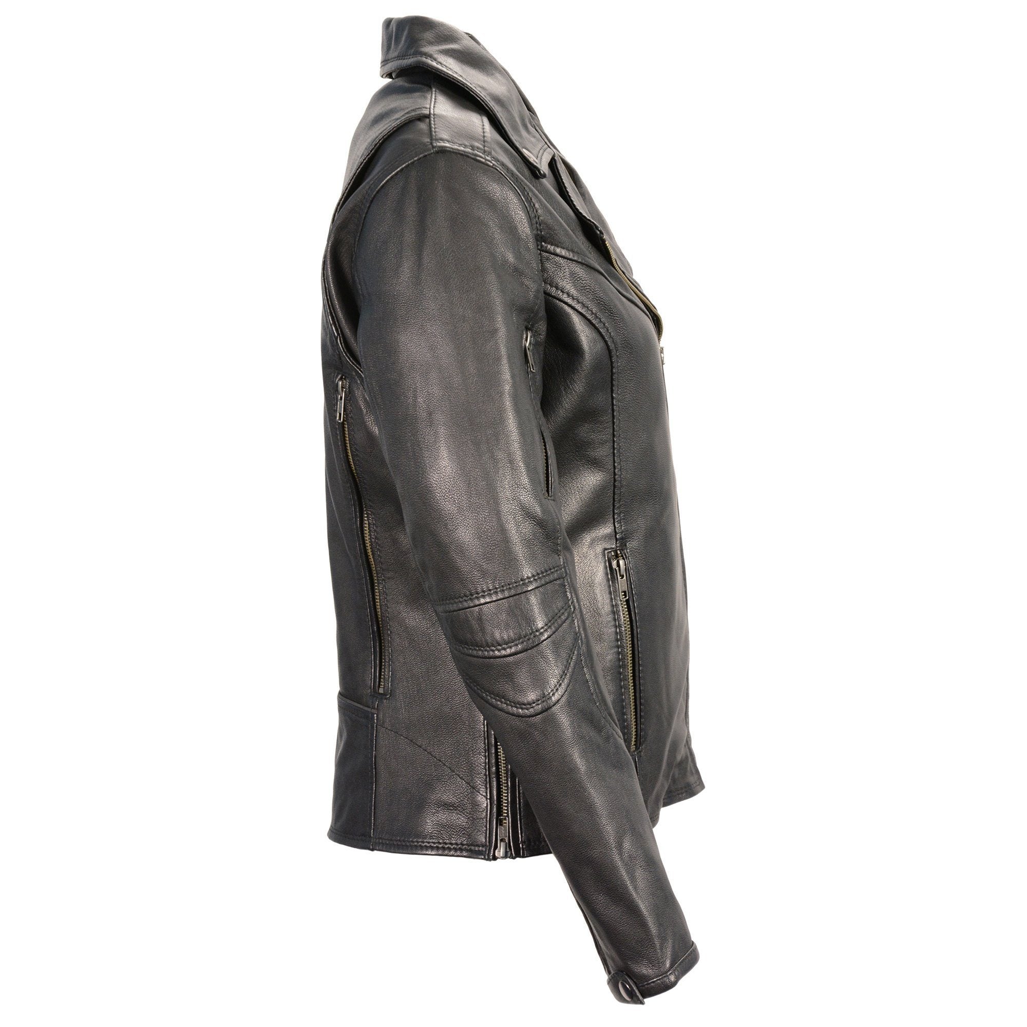 MLL2581 Women's Black 'Classic' Leather Lightweight Long Length Vented Jacket