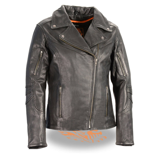 MLL2581 Women's Black 'Classic' Leather Lightweight Long Length Vented Jacket