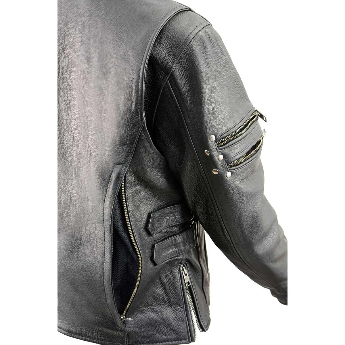 MLL2585 Women's Black Premium Leather Motorcycle Rider Jacket with Rivets