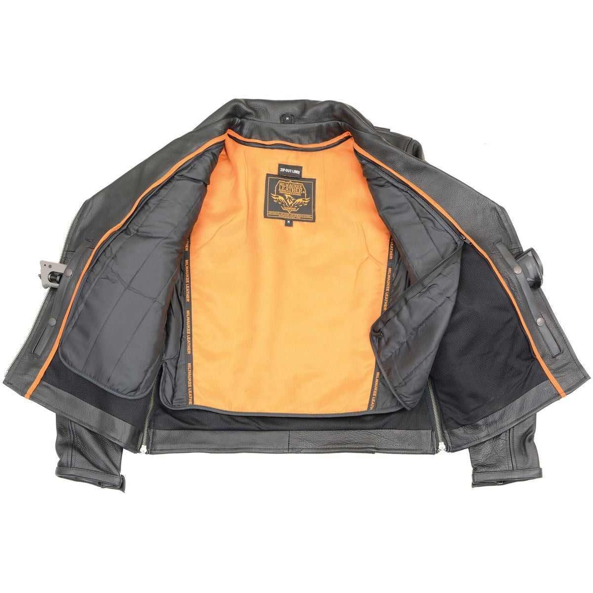 MLL2585 Women's Black Premium Leather Motorcycle Rider Jacket with Rivets