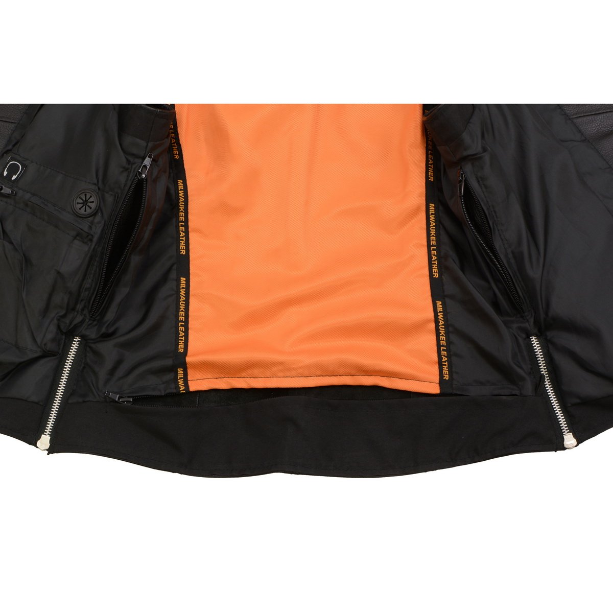 MLL4503 Women's Black V-Neck Leather Classic Motorcycle Rider Vest w/ Riveted Lapel Collar