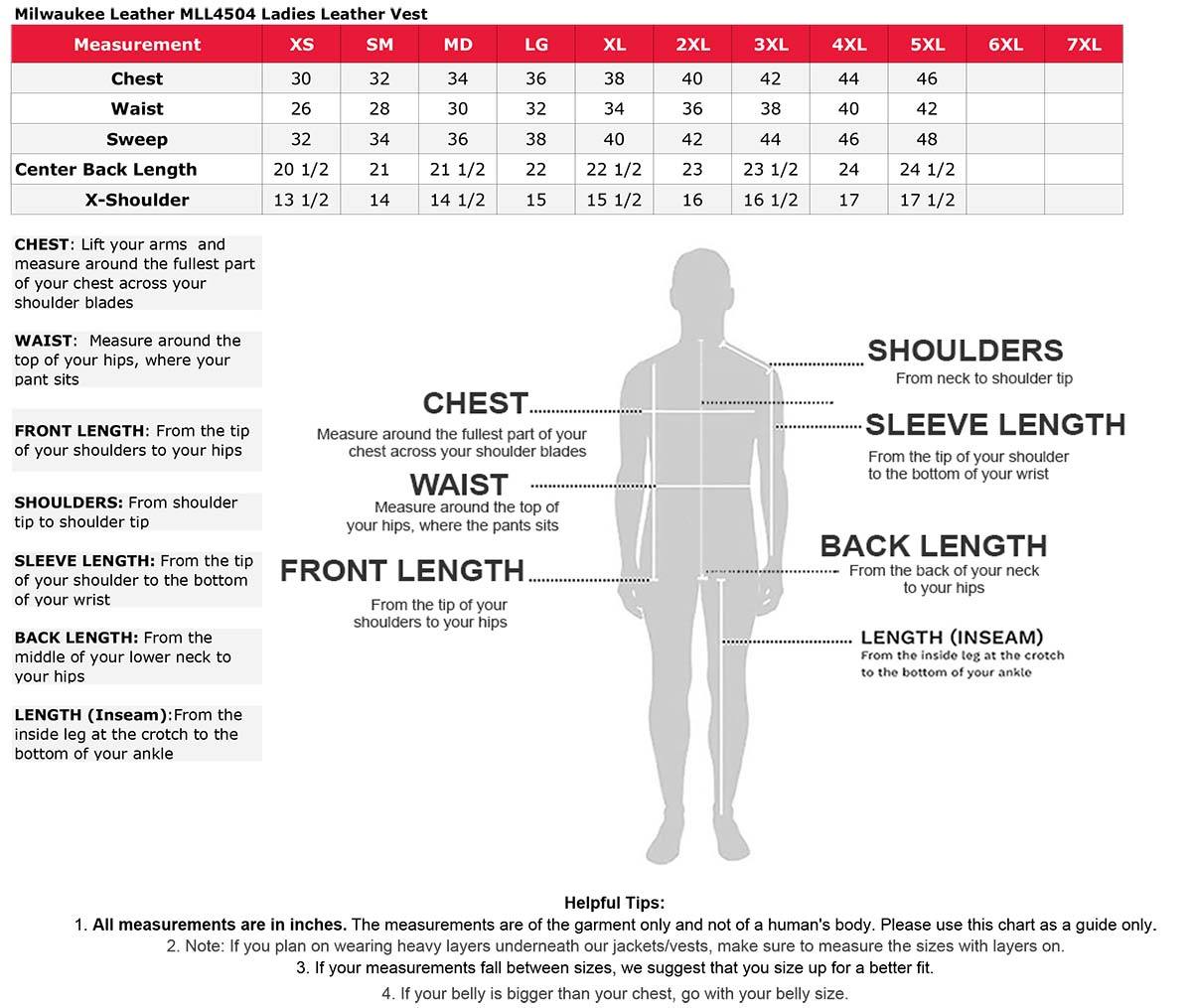 MLL4504 Women's Classic Black Leather V-Neck Riveted Motorcycle Rider Vest with Side Lace