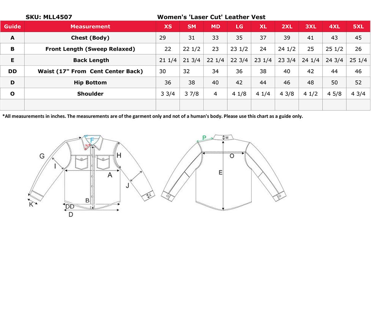 MLL4507 Women's Black Leather Grey Accented Laser Cut Vented Scuba Style Motorcycle Rider Vest