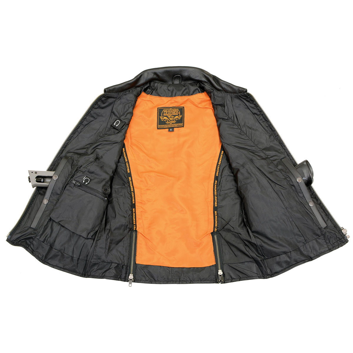 MLL4520 Women’s Black Shirt Collar Motorcycle Rider Vest w/ 4 Front Lower Pockets