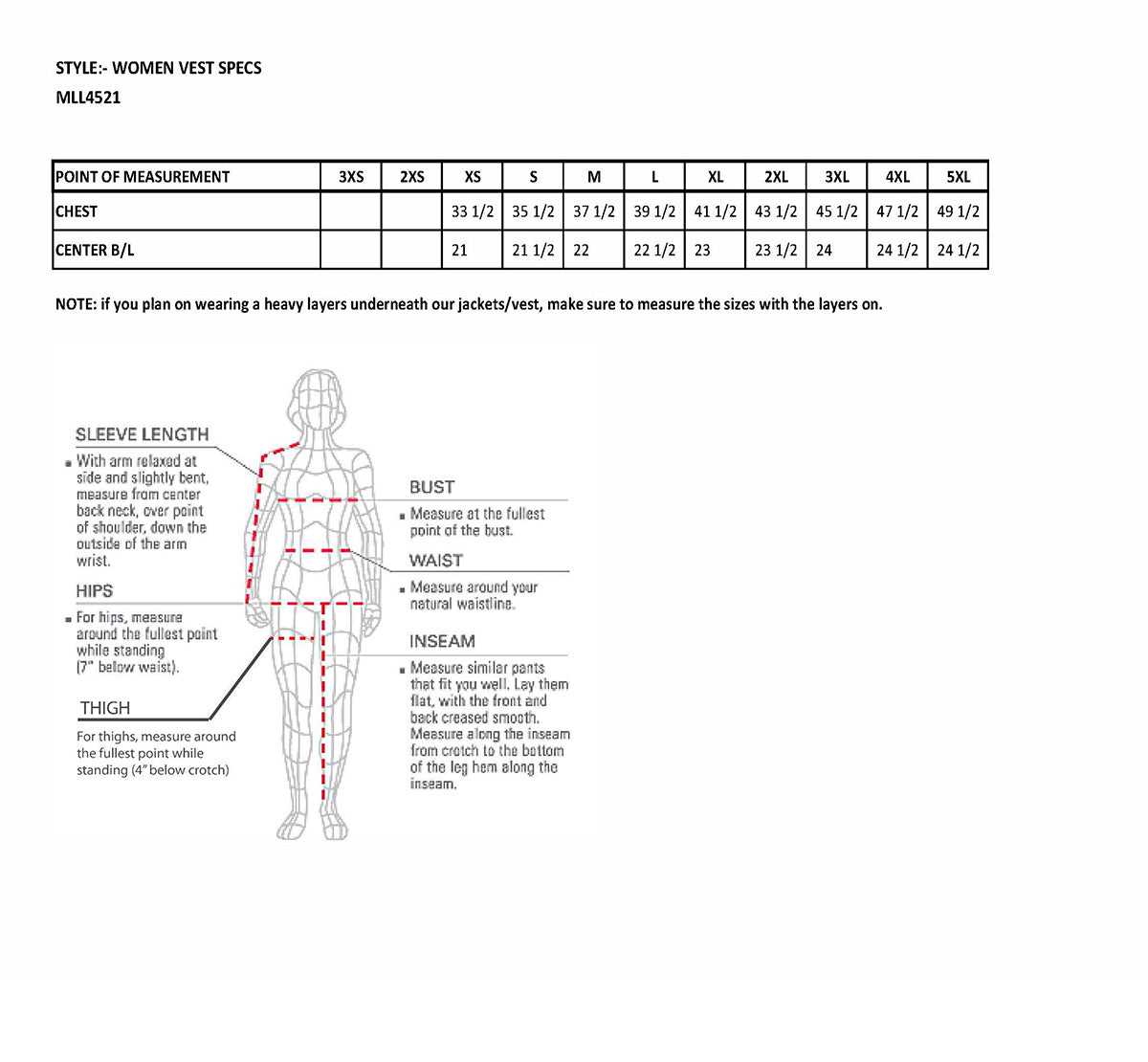 MLL4521 Ladies Black Long Leather Vest with MC Lapel Collar