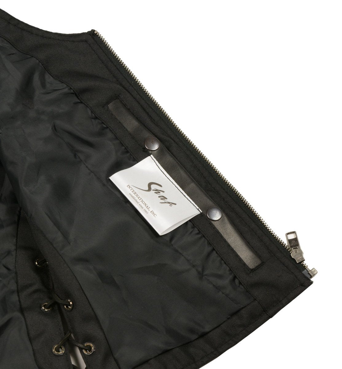 Women's Black Leather V-Neck Motorcycle Rider Vest with Side Lace MLL4531