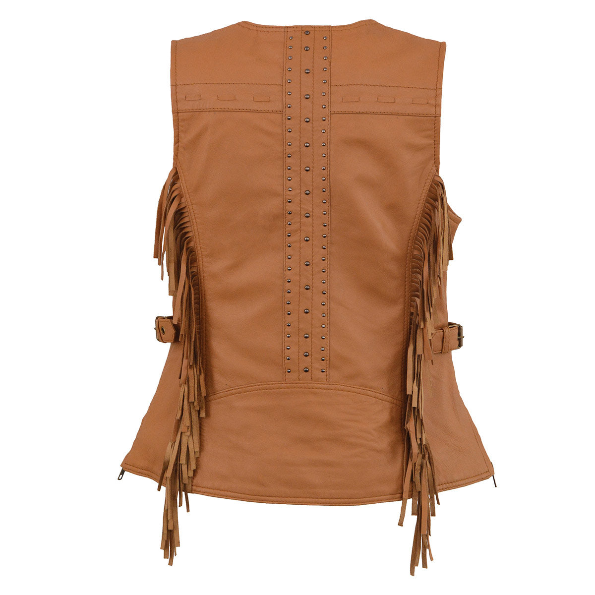 MLL4566 Ladies Fringed Leather Saddle Snap Front Vest