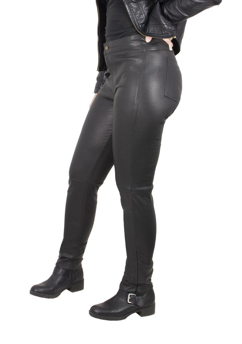 MLL6690 'Sandy' Women’s Black Lambskin Stretch Leather Pants