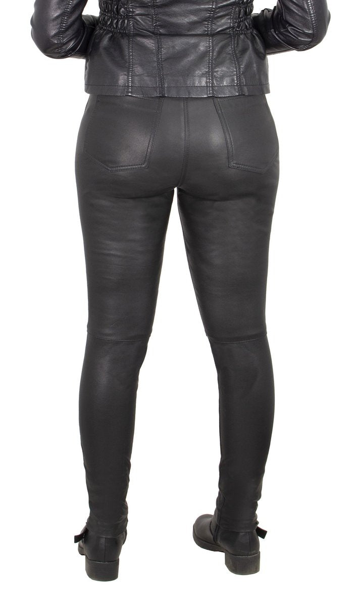 MLL6690 'Sandy' Women’s Black Lambskin Stretch Leather Pants