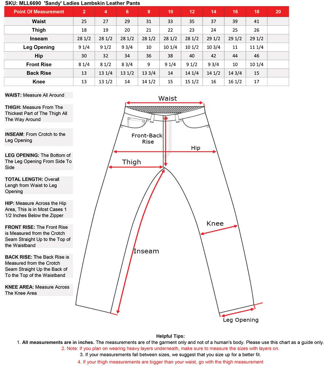 MLL6690 'Sandy' Women’s Black Lambskin Stretch Leather Pants