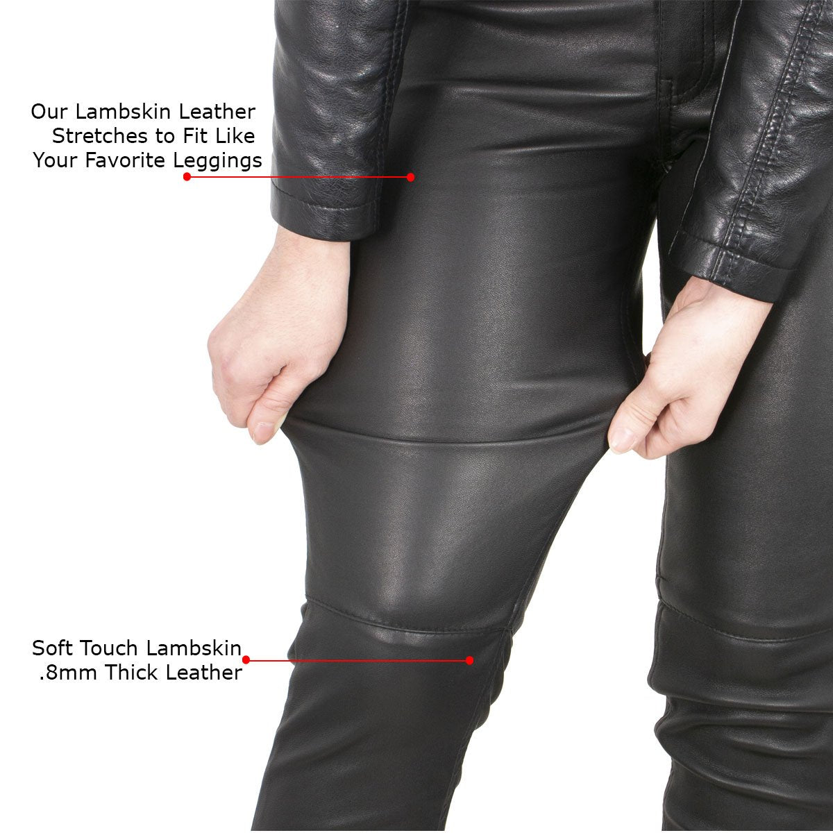 MLL6690 'Sandy' Women’s Black Lambskin Stretch Leather Pants