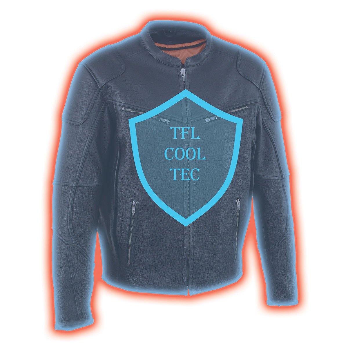 MLM1502 Men's Black Premium Leather Vented Motorcycle Biker Jacket w/ Cool-Tec Leather Treatment Tech