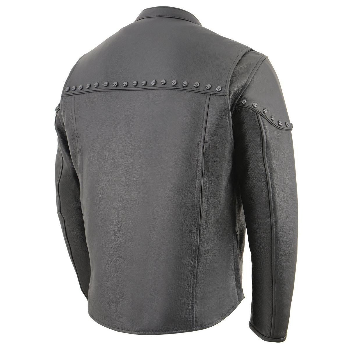 MLM1504 Men's Black ‘The Skelly Racer’ Premium Moto Leather Jacket
