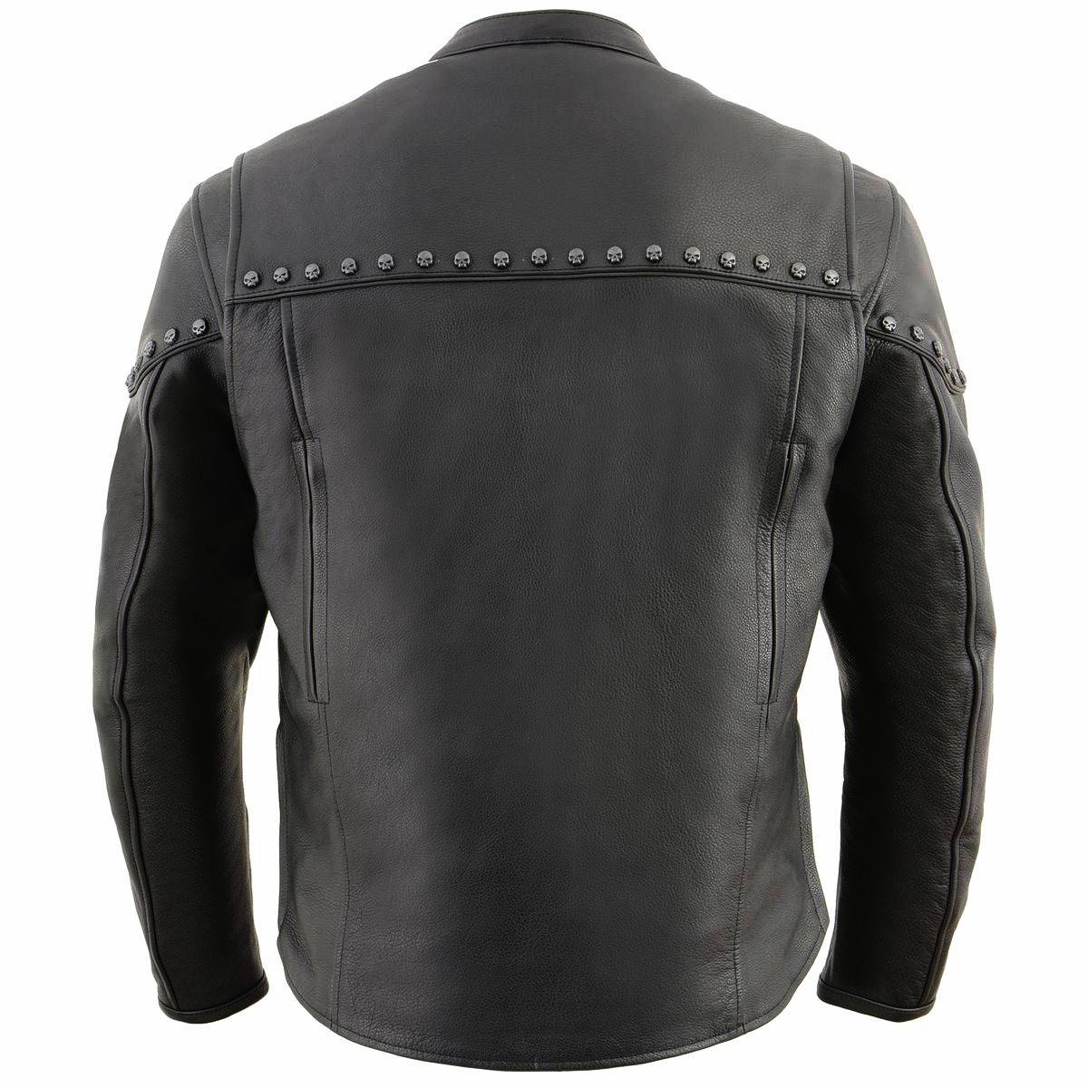 MLM1504 Men's Black ‘The Skelly Racer’ Premium Moto Leather Jacket