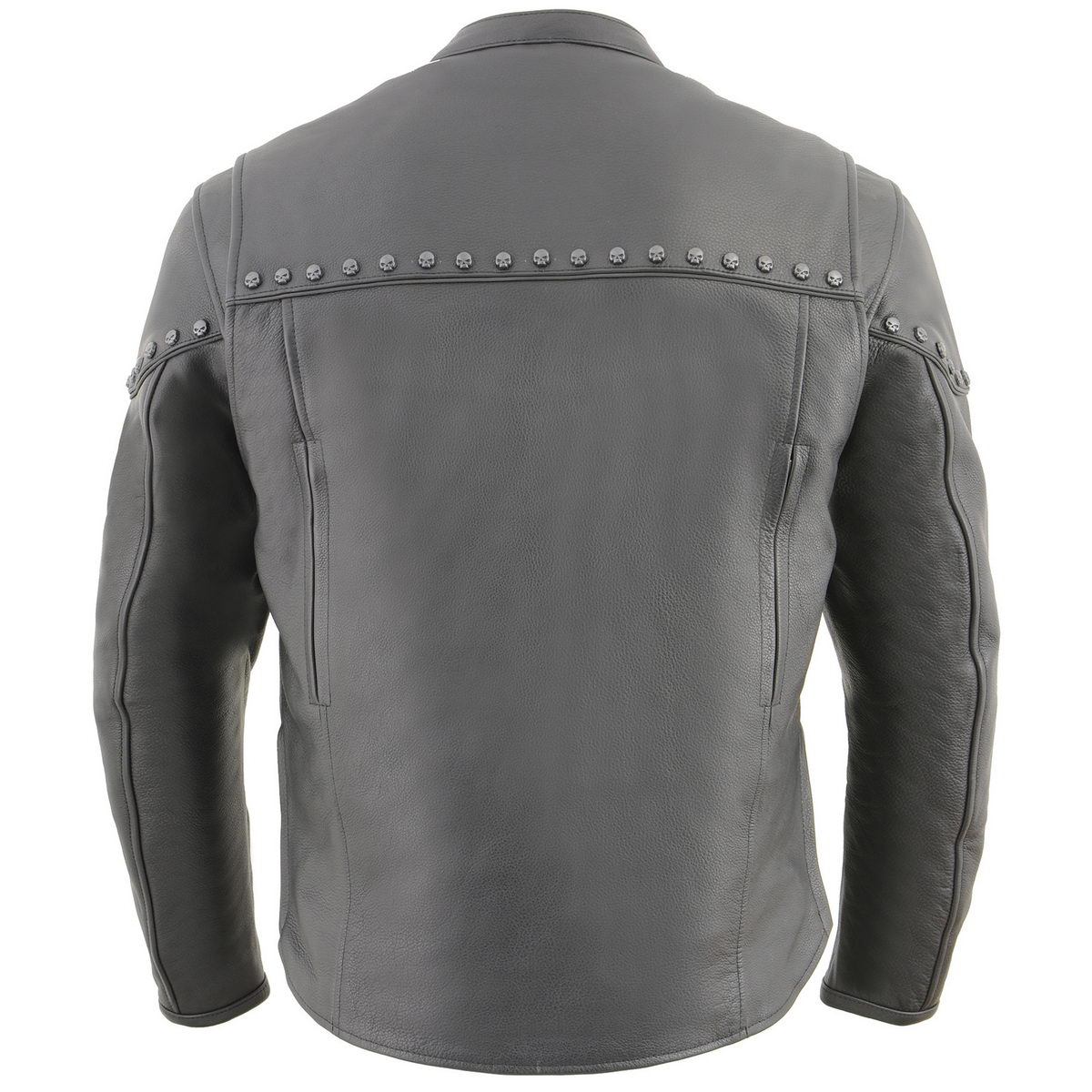 MLM1504 Men's Black ‘The Skelly Racer’ Premium Moto Leather Jacket