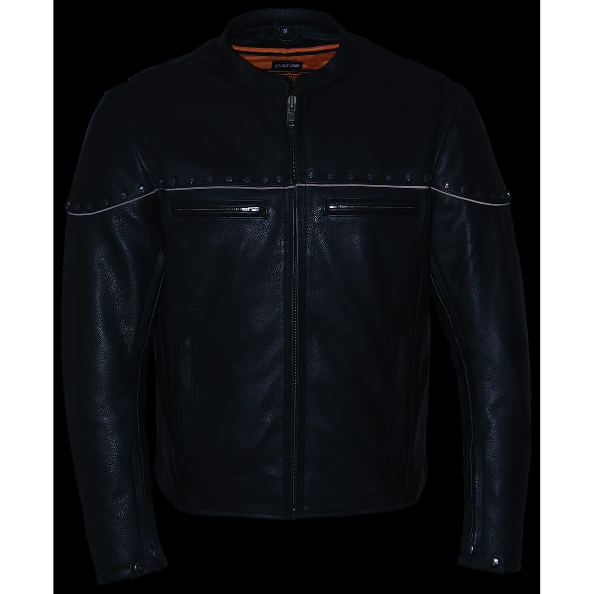 MLM1504 Men's Black ‘The Skelly Racer’ Premium Moto Leather Jacket