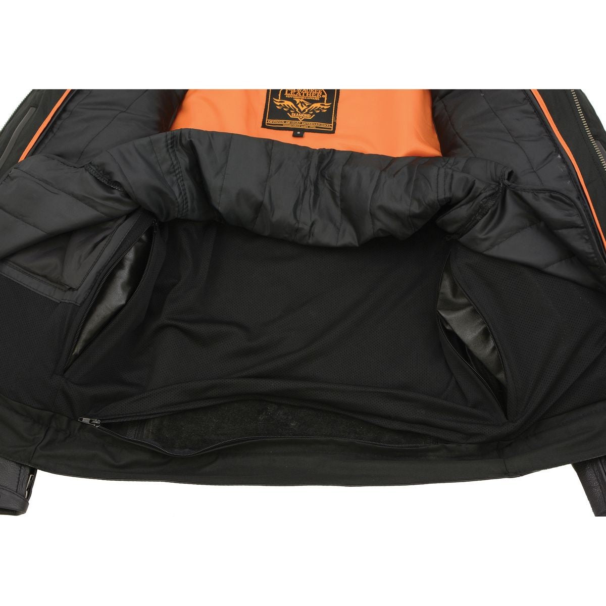 MLM1506 Men's Black Premium Leather Motorcycle Jacket w/ Utility Pockets Cool-Tec Leather Treatement