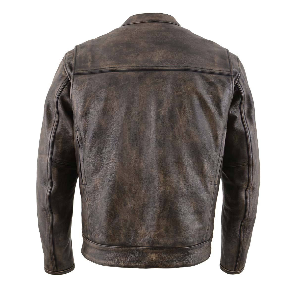 MLM1508 Men's Distressed Brown Premium Leather Motorcycle Rider Jacket