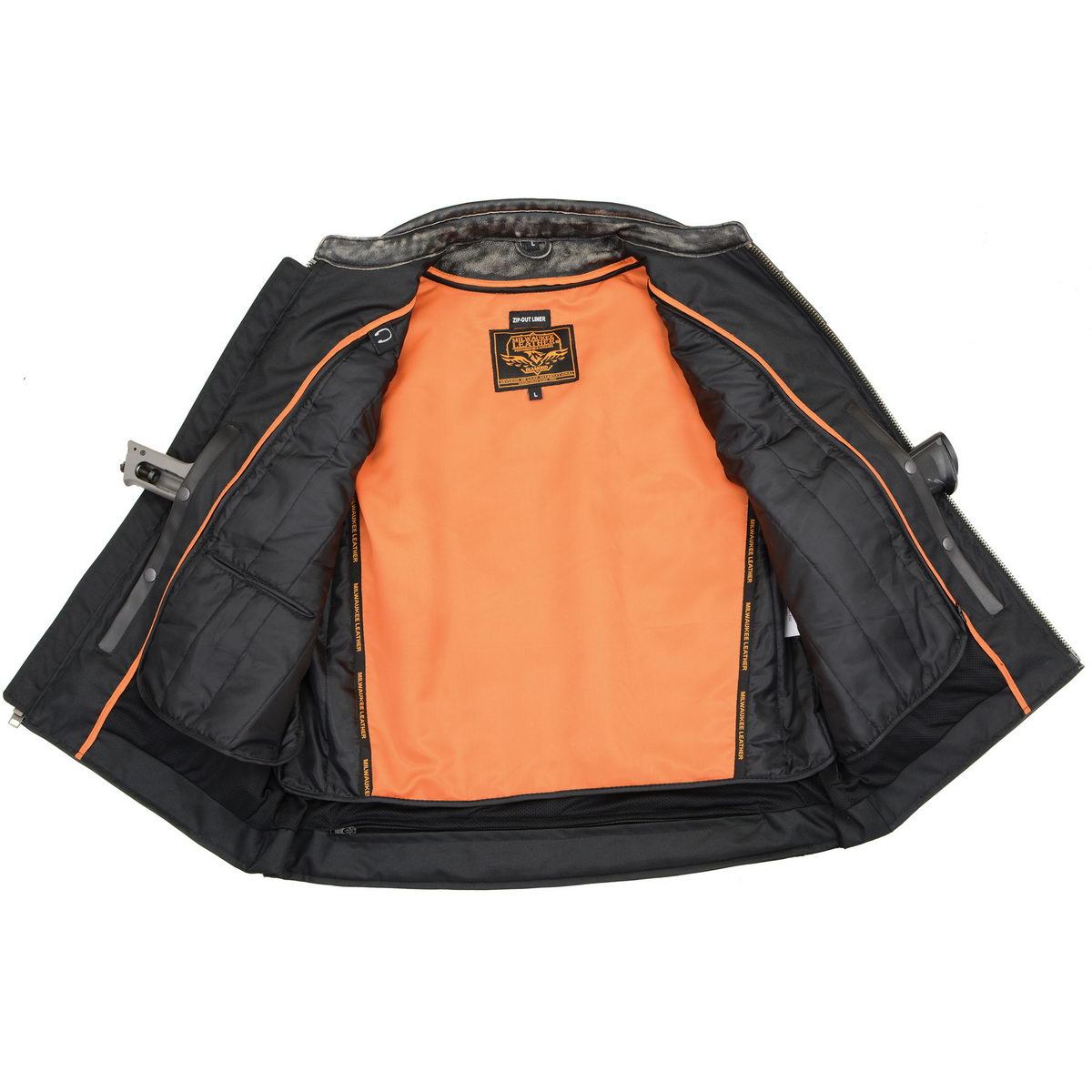 MLM1509 Men's Distressed Brown ‘2 in 1’ Leather Jacket with Zip-Off Sleeves